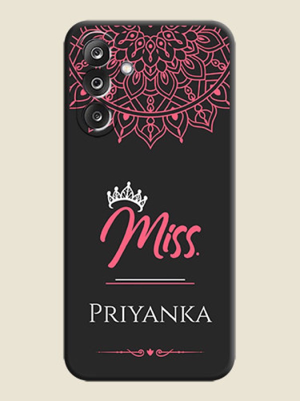 Custom Mrs Name with Floral Design On Space Black Custom Soft Matte Mobile Back Cover - Samsung Galaxy F36 5G