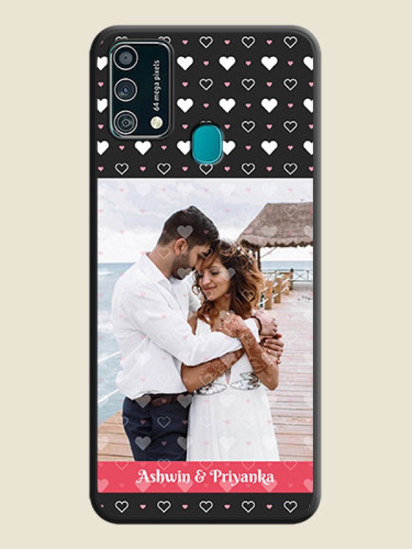 Custom White Color Love Symbols with Text Design on Photo on Space Black Soft Matte Phone Cover - Galaxy F41