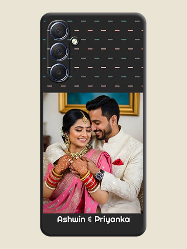 Custom Line Pattern Design with Text on Space Black Custom Soft Matte Phone Back Cover - Galaxy F54 5G