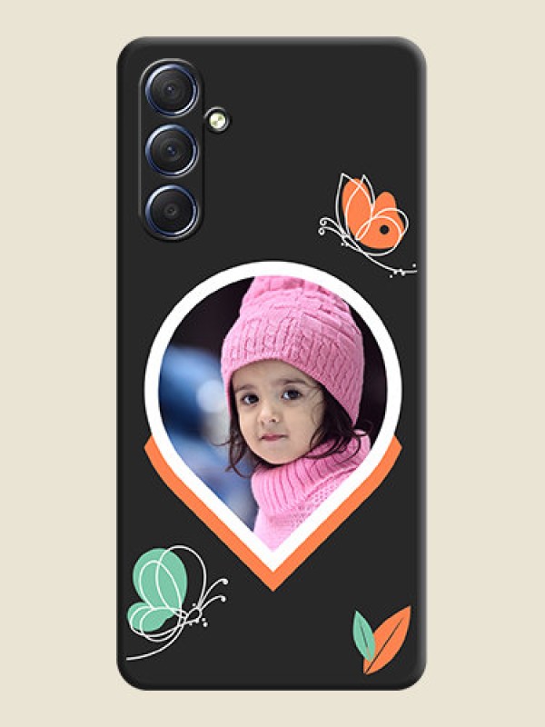 Custom Upload Pic With Simple Butterly Design On Space Black Personalized Soft Matte Phone Covers - Galaxy F54 5G