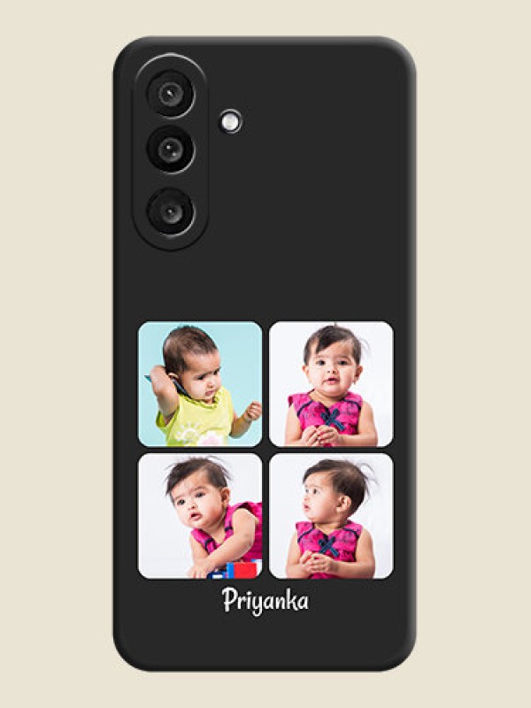 Custom Floral Art with 6 Image Holder on Photo On Space Black Custom Soft Matte Mobile Back Cover - Samsung Galaxy F56 5G