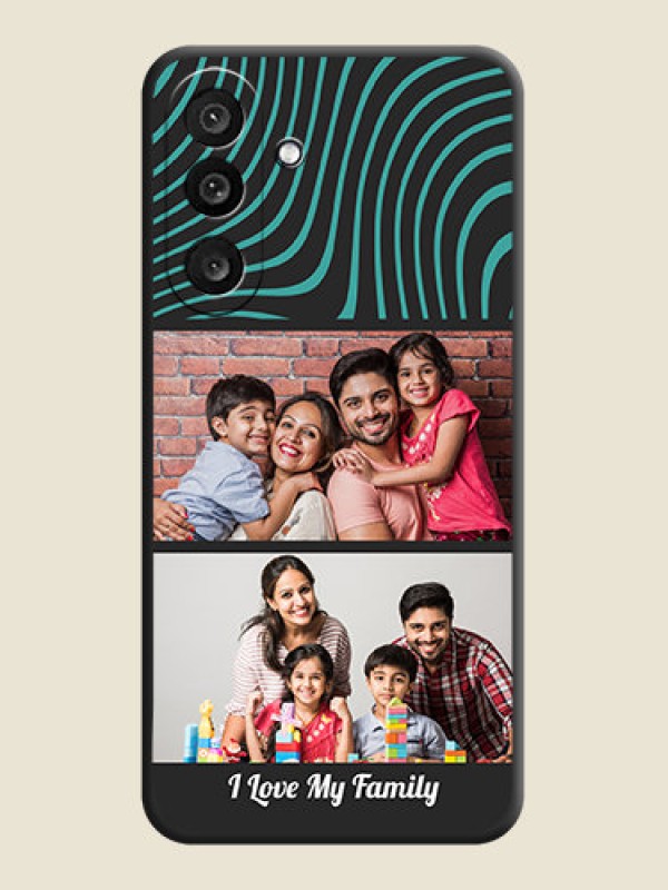 Custom Wave Pattern with 2 Image Holder On Space Black Custom Soft Matte Mobile Back Cover - Samsung Galaxy F56 5G