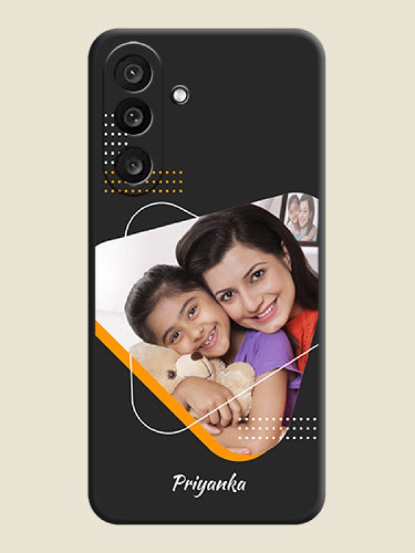 Custom Yellow Triangle on Photo On Space Black Custom Soft Matte Mobile Back Cover - Samsung Galaxy F56 5G