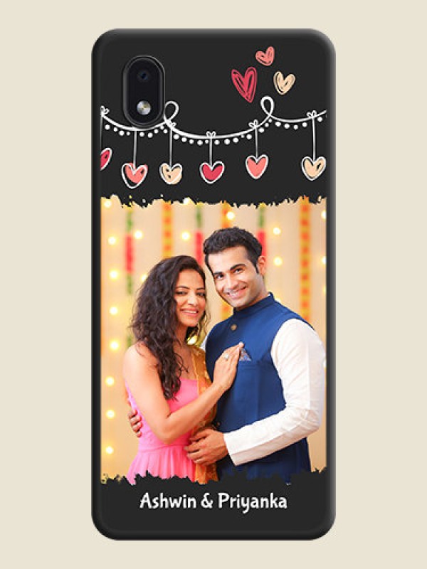 Custom Pink Love Hangings with Name on Space Black Custom Soft Matte Phone Cases - Galaxy M01 Core