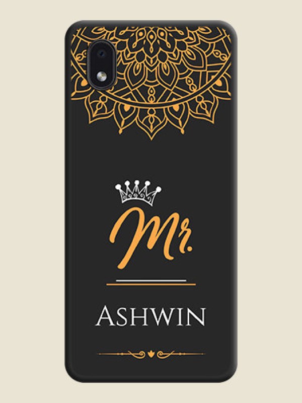 Custom Mr Name with Floral Design  on Personalised Space Black Soft Matte Cases - Galaxy M01 Core