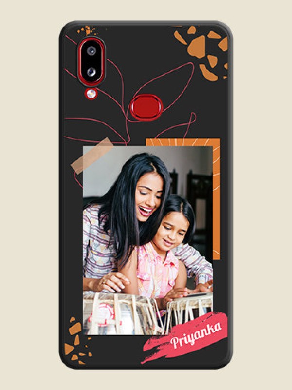 Custom Orange Photo Frame on Space Black Custom Soft Matte Phone Back Cover - Samsung Galaxy M01s