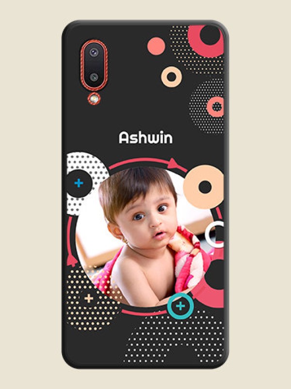 Custom Multicoloured Round Image on Personalised Space Black Soft Matte Cases - Galaxy M02