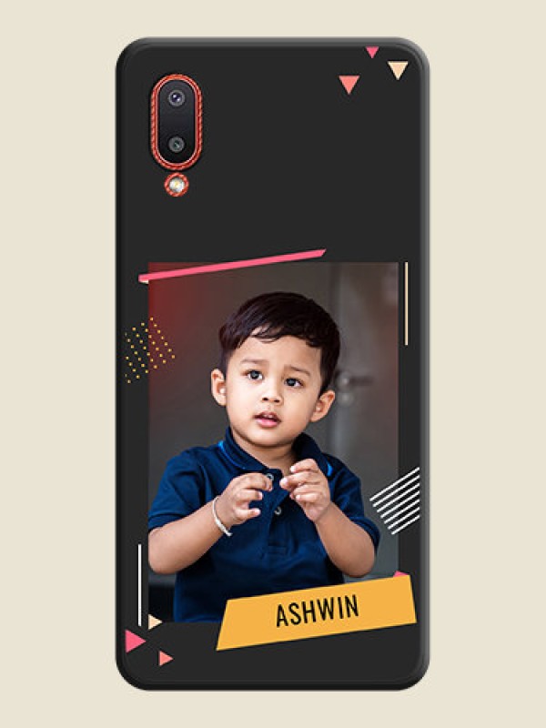 Custom Photo Frame with Triangle Small Dots on Photo on Space Black Soft Matte Back Cover - Galaxy M02