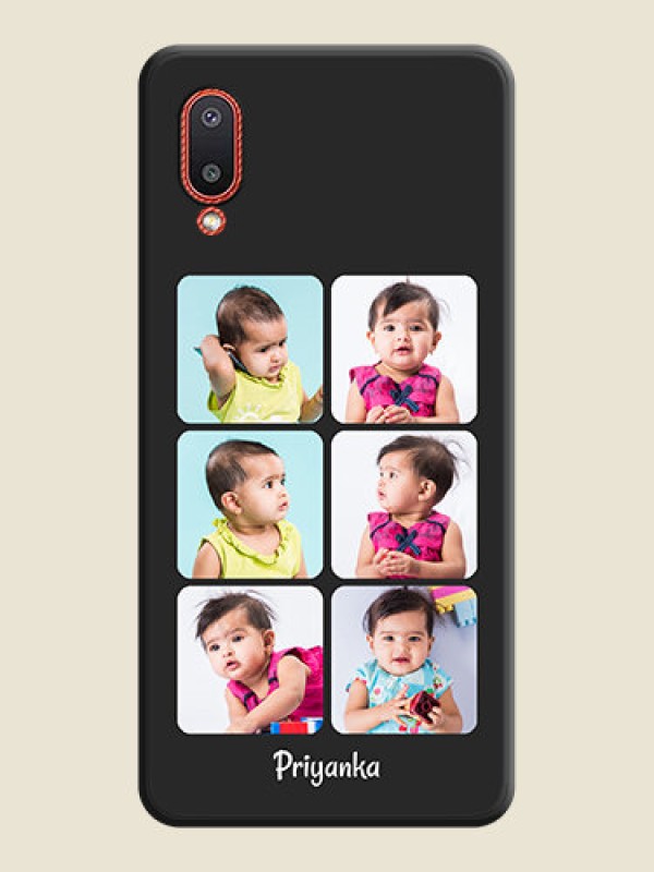 Custom Floral Art with 6 Image Holder on Photo on Space Black Soft Matte Mobile Case - Galaxy M02