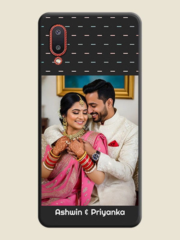 Custom Line Pattern Design with Text on Space Black Custom Soft Matte Phone Back Cover - Galaxy M02