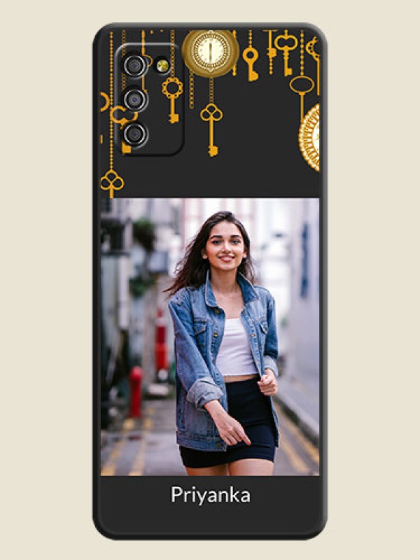 Custom Decorative Design with Text on Space Black Custom Soft Matte Back Cover - Galaxy M02s