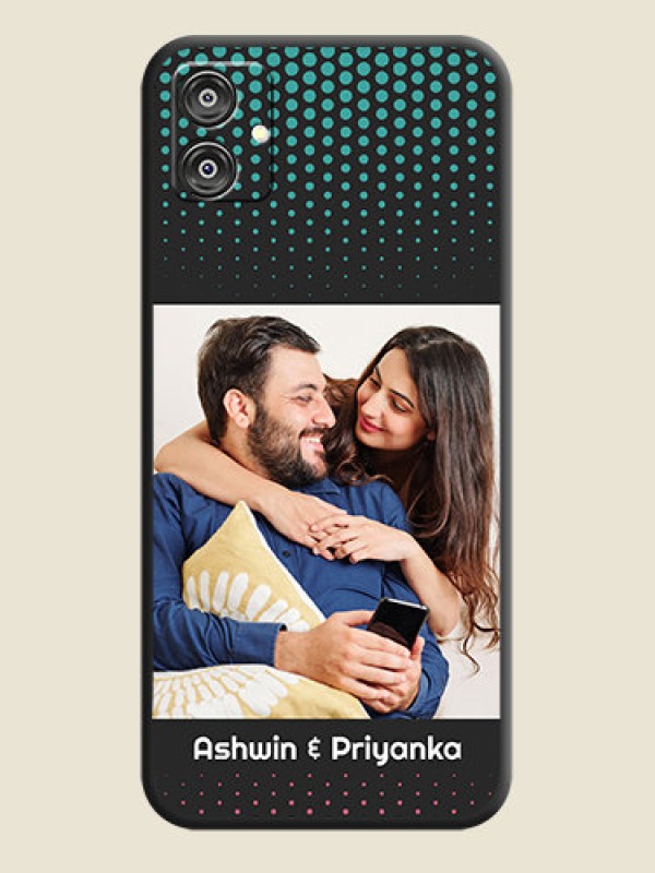 Custom Faded Dots with Grunge Photo Frame and Text on Space Black Custom Soft Matte Phone Cases - Galaxy M04