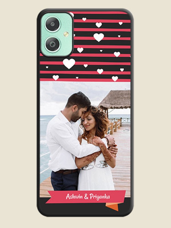 Custom White Color Love Symbols with Pink Lines Pattern On Space Black Custom Soft Matte Mobile Back Cover - Galaxy M05