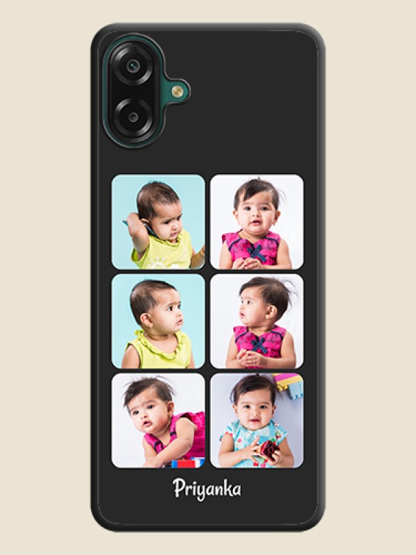 Custom Floral Art with 6 Image Holder on Photo On Space Black Custom Soft Matte Mobile Back Cover - Samsung Galaxy M07