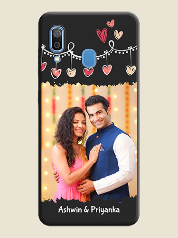 Custom Pink Love Hangings with Name on Space Black Custom Soft Matte Phone Cases - Galaxy M10s