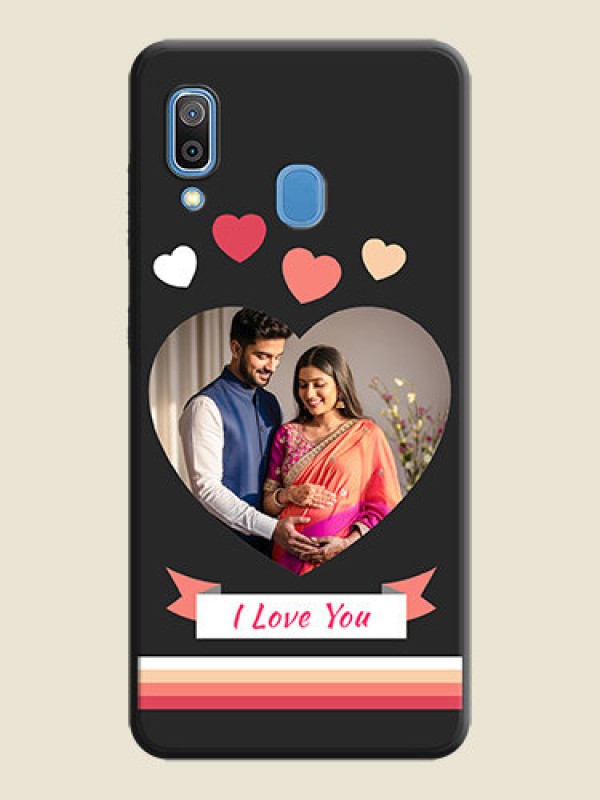 Custom Love Shaped Photo with Colorful Stripes on Personalised Space Black Soft Matte Cases - Galaxy M10s