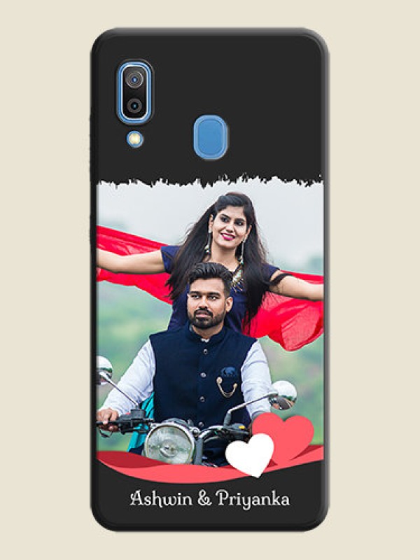 Custom Pin Color Love Shaped Ribbon Design with Text on Space Black Custom Soft Matte Phone Back Cover - Galaxy M10s