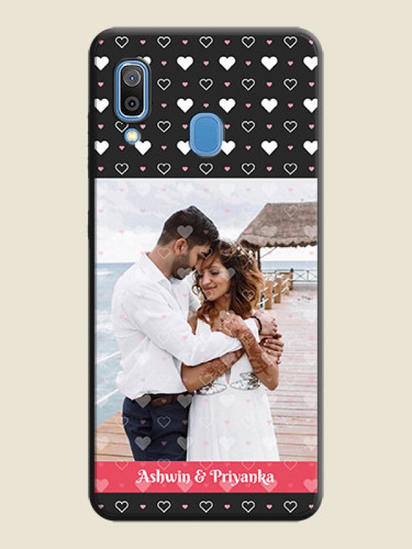 Custom White Color Love Symbols with Text Design on Photo on Space Black Soft Matte Phone Cover - Galaxy M10s