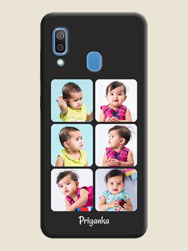 Custom Floral Art with 6 Image Holder on Photo on Space Black Soft Matte Mobile Case - Galaxy M10s