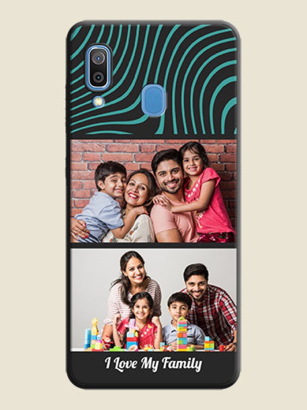 Custom Wave Pattern with 2 Image Holder on Space Black Personalized Soft Matte Phone Covers - Galaxy M10s