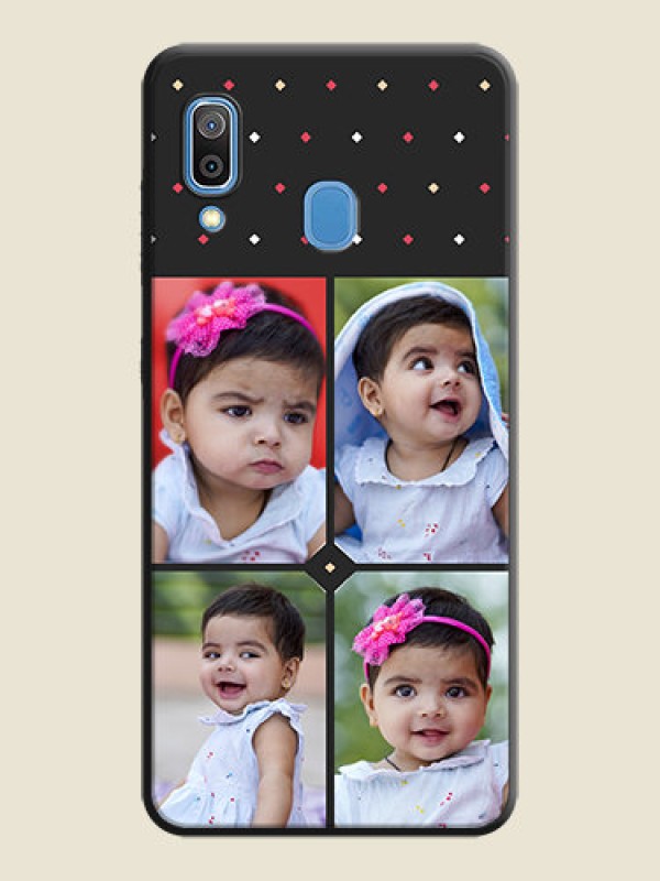 Custom Multicolor Dotted Pattern with 4 Image Holder on Space Black Custom Soft Matte Phone Cases - Galaxy M10s