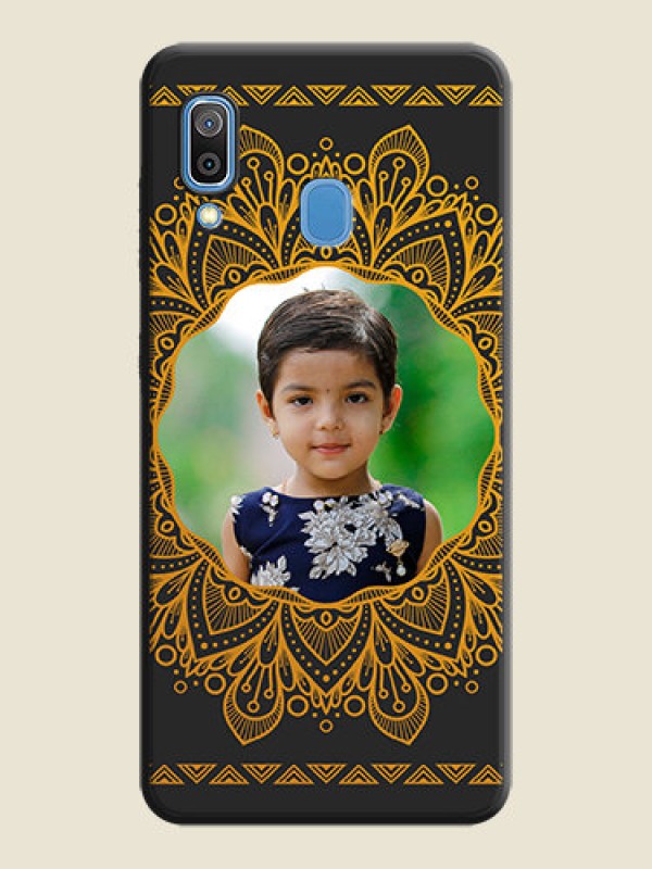 Custom Round Image with Floral Design on Photo on Space Black Soft Matte Mobile Cover - Galaxy M10s