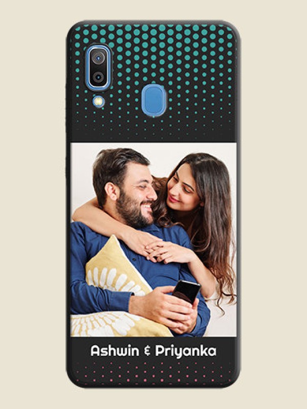 Custom Faded Dots with Grunge Photo Frame and Text on Space Black Custom Soft Matte Phone Cases - Galaxy M10s