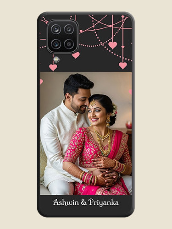 Custom Pink Love Hangings with Text on Space Black Custom Soft Matte Back Cover - Galaxy M12