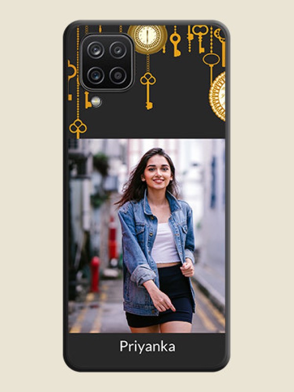 Custom Decorative Design with Text on Space Black Custom Soft Matte Back Cover - Galaxy M12