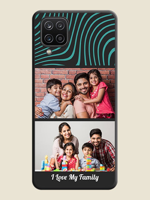 Custom Wave Pattern with 2 Image Holder on Space Black Personalized Soft Matte Phone Covers - Galaxy M12