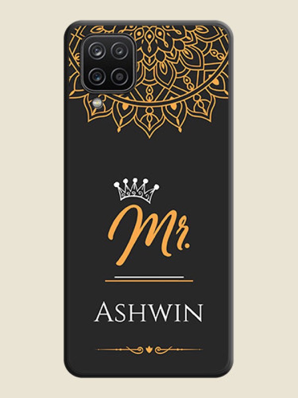 Custom Mr Name with Floral Design  on Personalised Space Black Soft Matte Cases - Galaxy M12