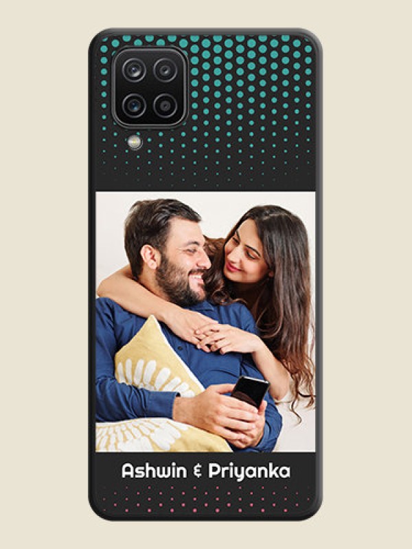 Custom Faded Dots with Grunge Photo Frame and Text on Space Black Custom Soft Matte Phone Cases - Galaxy M12
