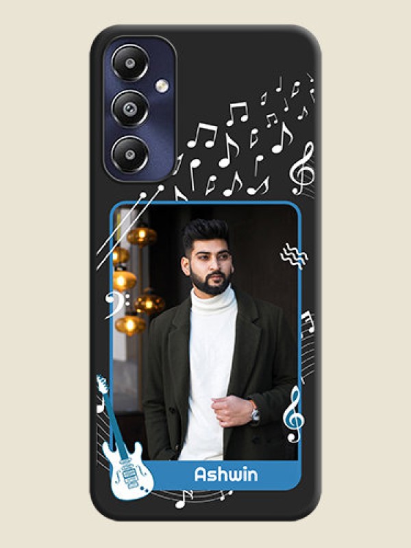 Custom Musical Theme Design with Text - Photo on Space Black Soft Matte Mobile Case - Galaxy M14 4G