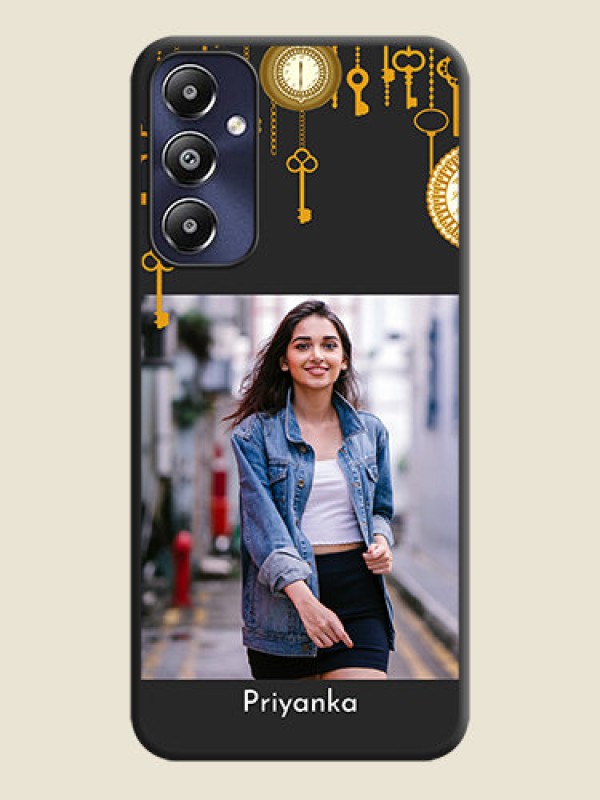 Custom Decorative Design with Text on Space Black Custom Soft Matte Back Cover - Galaxy M14 4G