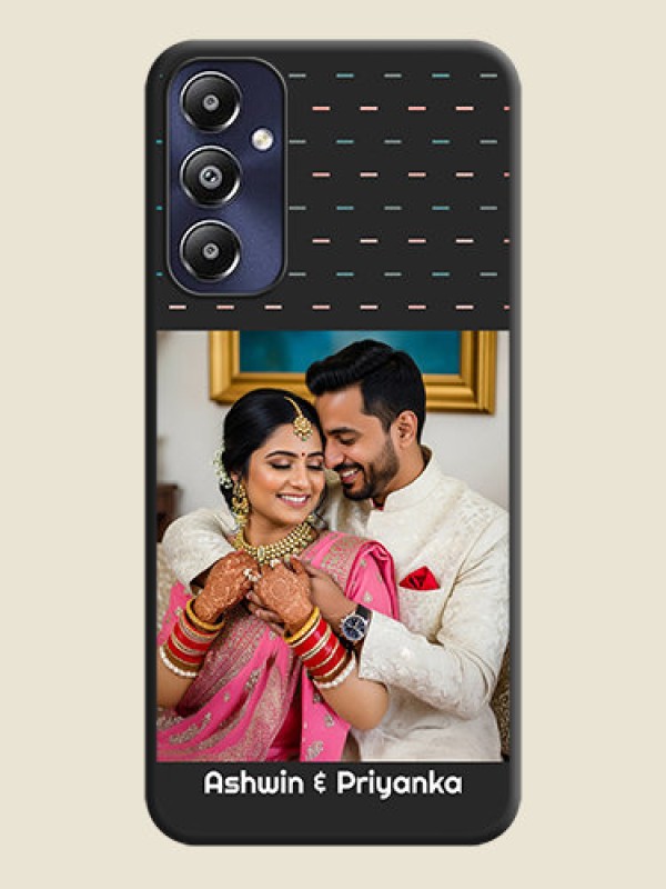 Custom Line Pattern Design with Text on Space Black Custom Soft Matte Phone Back Cover - Galaxy M14 4G