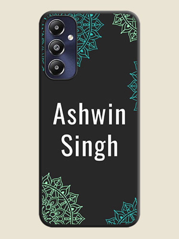 Custom Your Name with Floral Design on Space Black Custom Soft Matte Back Cover - Galaxy M14 4G