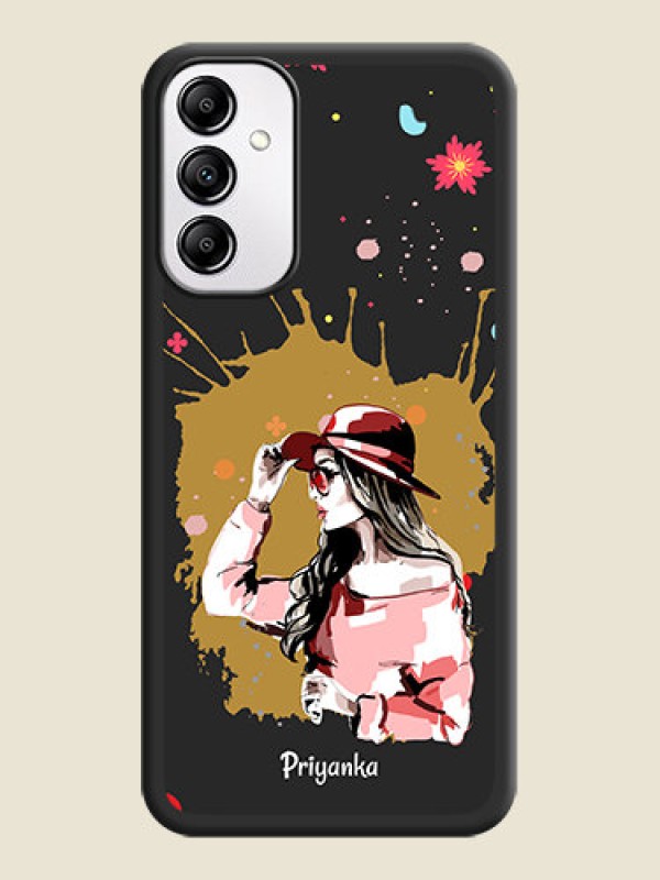 Custom Mordern Lady With Color Splash Background With Custom Text On Space Black Personalized Soft Matte Phone Covers -Samsung Galaxy M14 5G