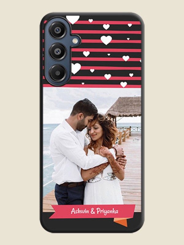 Custom White Color Love Symbols with Pink Lines Pattern On Space Black Custom Soft Matte Mobile Back Cover - Galaxy M16 5G