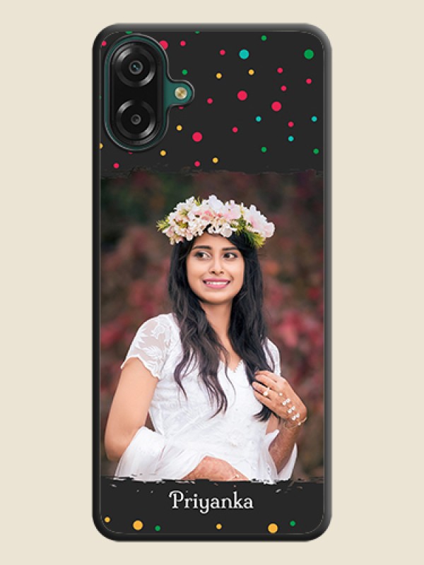 Custom Multicolor Dotted Pattern with Text On Space Black Custom Soft Matte Mobile Back Cover - Samsung Galaxy M17e