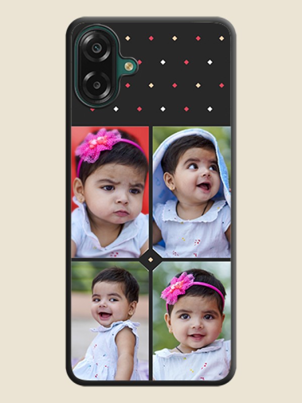 Custom Multicolor Dotted Pattern with 4 Image Holder On Space Black Custom Soft Matte Mobile Back Cover - Samsung Galaxy M17e