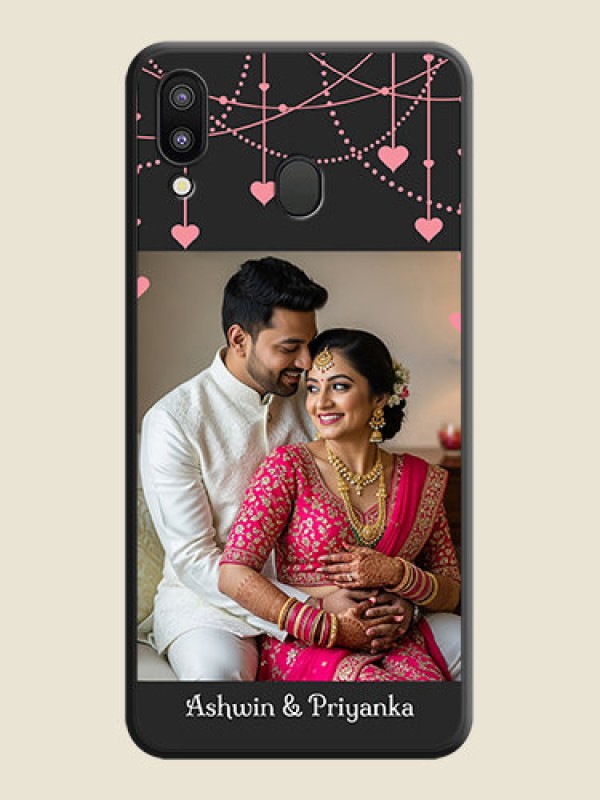 Custom Pink Love Hangings with Text on Space Black Custom Soft Matte Back Cover - Galaxy M20