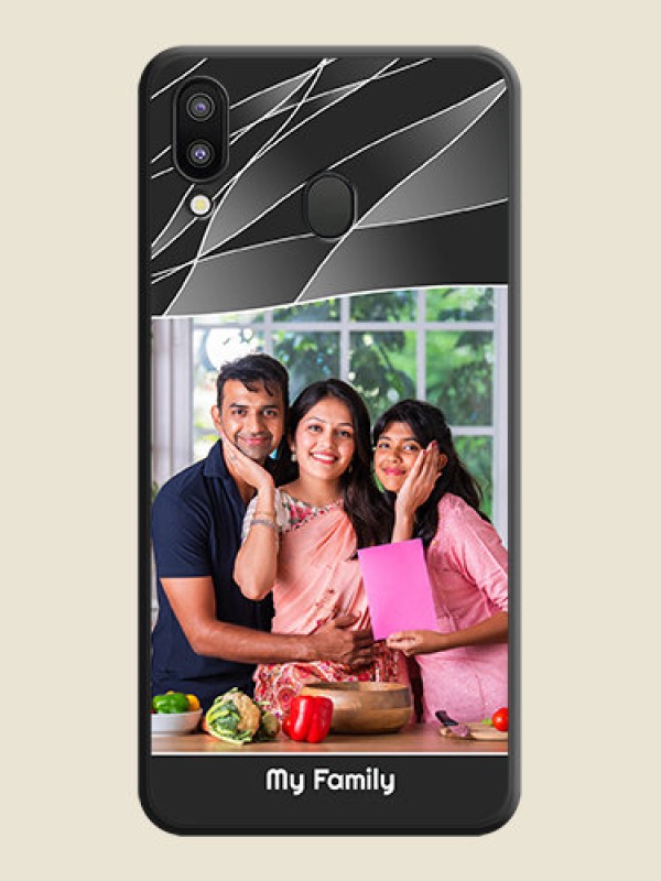 Custom Mixed Wave Lines on Photo on Space Black Soft Matte Mobile Cover - Galaxy M20