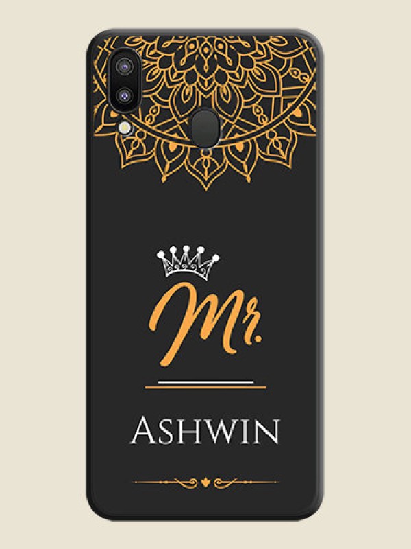 Custom Mr Name with Floral Design  on Personalised Space Black Soft Matte Cases - Galaxy M20