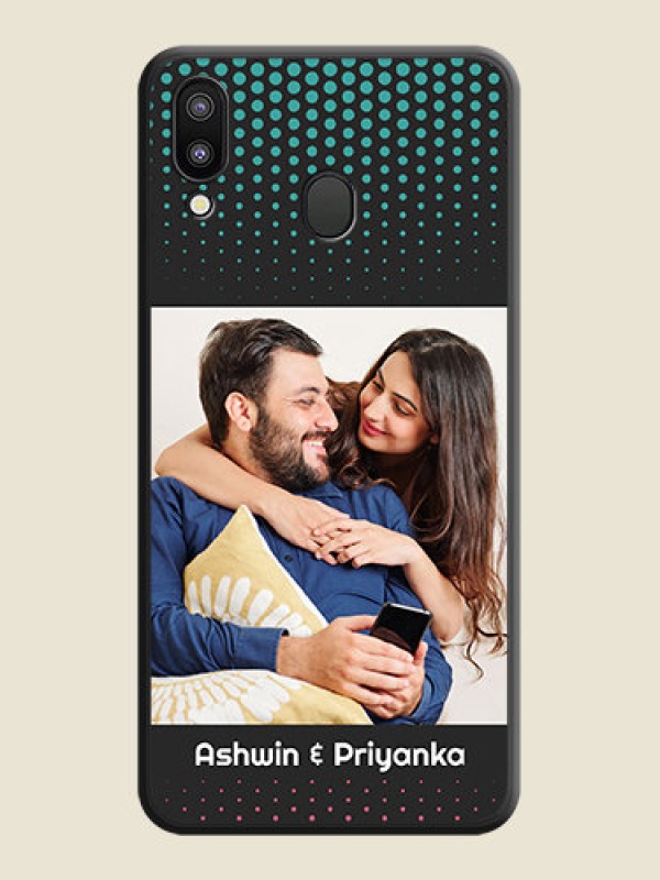 Custom Faded Dots with Grunge Photo Frame and Text on Space Black Custom Soft Matte Phone Cases - Galaxy M20