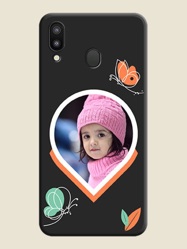 Custom Upload Pic With Simple Butterly Design On Space Black Personalized Soft Matte Phone Covers -Samsung Galaxy M20