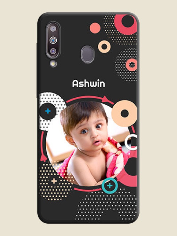 Custom Multicoloured Round Image on Personalised Space Black Soft Matte Cases - Galaxy M30