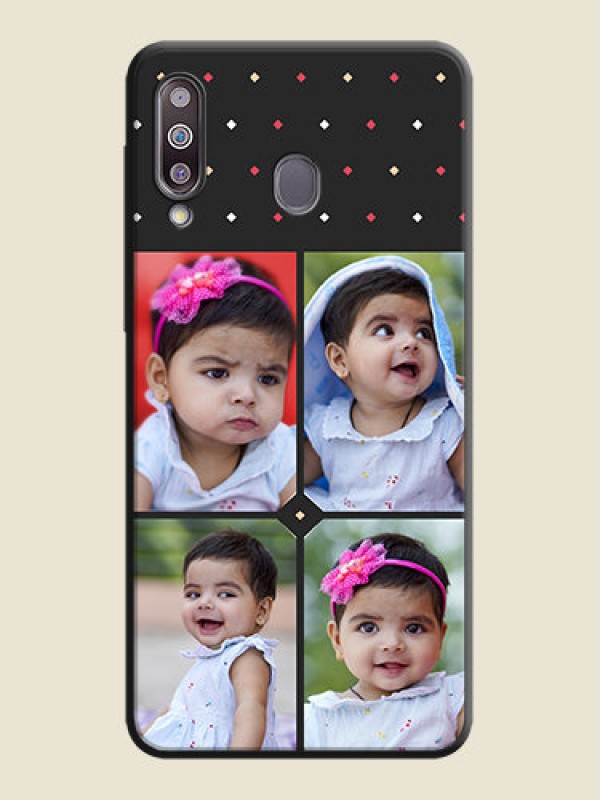 Custom Multicolor Dotted Pattern with 4 Image Holder on Space Black Custom Soft Matte Phone Cases - Galaxy M30