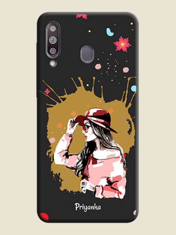 Custom Mordern Lady With Color Splash Background With Custom Text On Space Black Personalized Soft Matte Phone Covers -Samsung Galaxy M30
