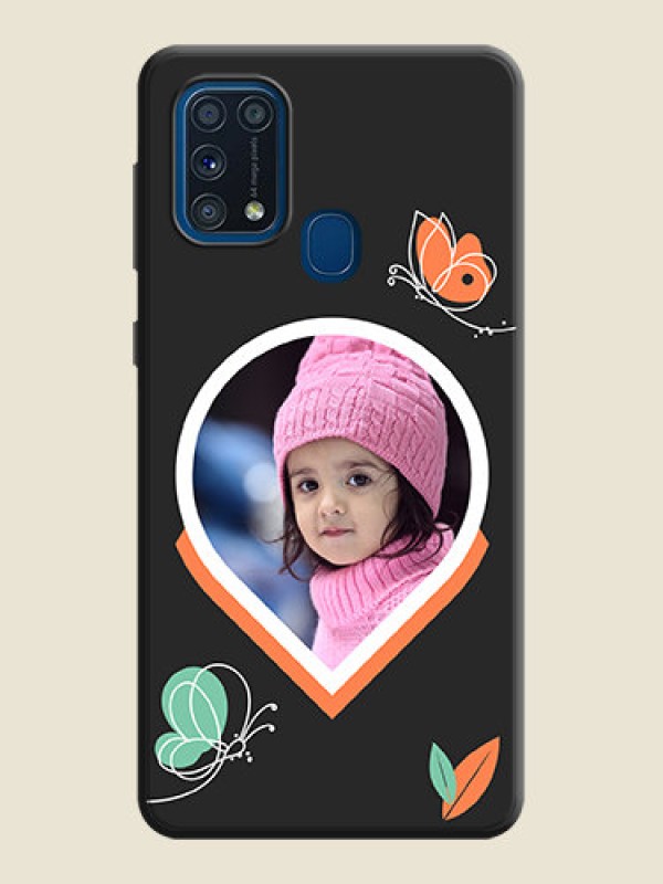 Custom Upload Pic With Simple Butterly Design On Space Black Personalized Soft Matte Phone Covers -Samsung Galaxy M31 Prime Edition