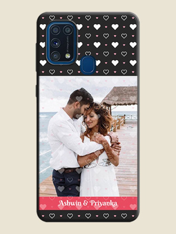 Custom White Color Love Symbols with Text Design - Photo on Space Black Soft Matte Phone Cover - Galaxy M31